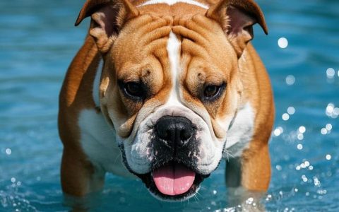 【训狗教程】如何训练英国斗牛犬克服怕水问题分享